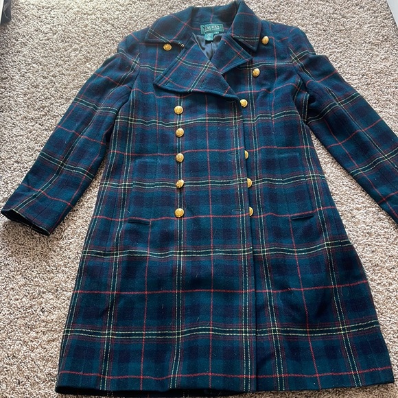 (SOLD) Long Ralph Lauren Wool Plaid Coat - Picture 2 of 13